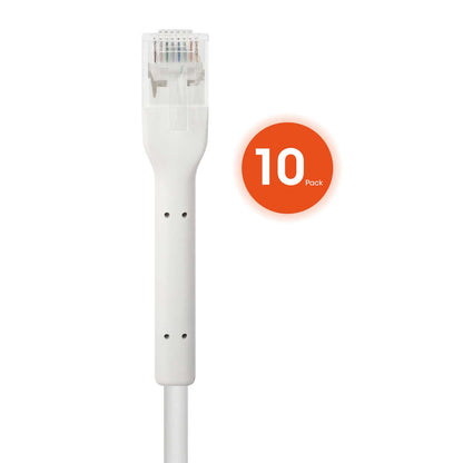 Cat6 U/UTP FlexiBoot Slim Network Patch Cable, 14 ft., White, 10-Pack Image 5