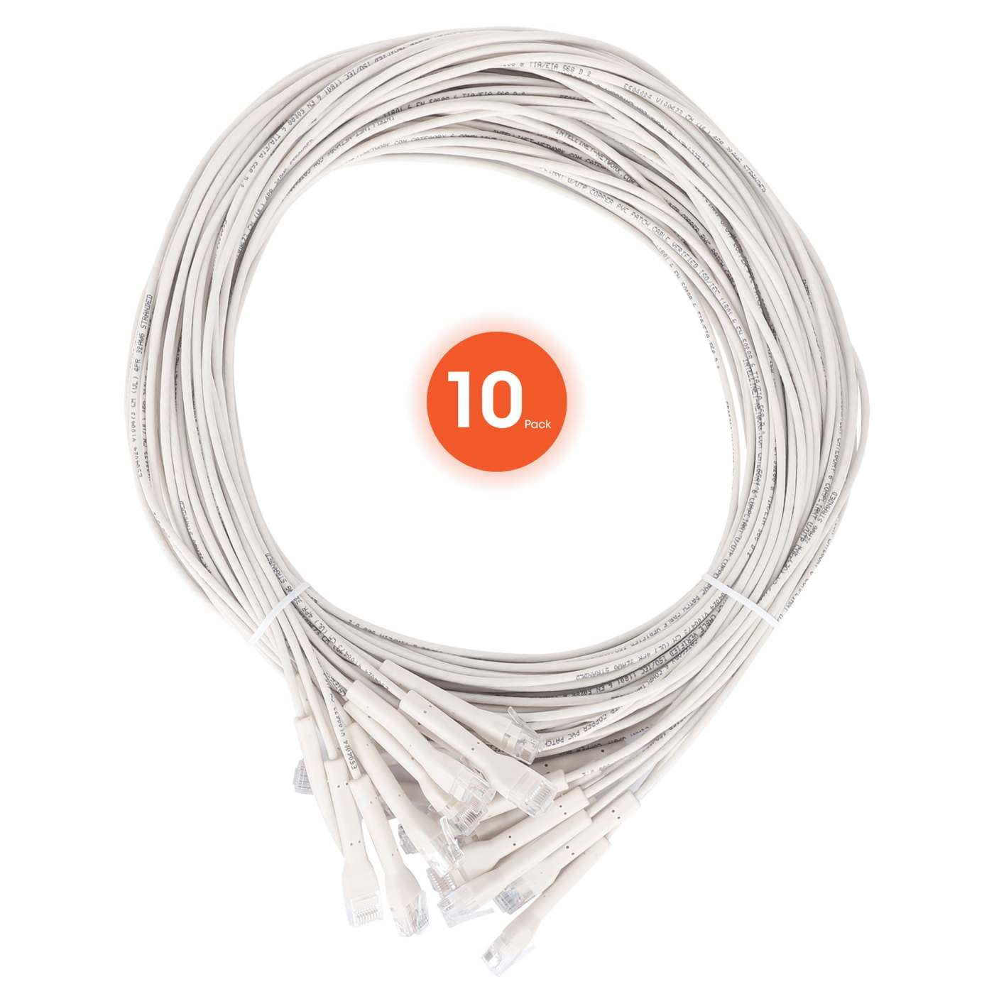 Cat6 U/UTP FlexiBoot Slim Network Patch Cable, 2 ft., White, 10-Pack Image 9