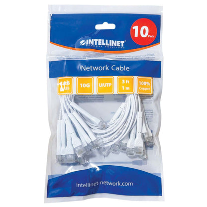 Cat6 U/UTP FlexiBoot Slim Network Patch Cable, 3 ft., White, 10-Pack Packaging Image 2