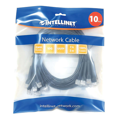 Cat6 U/UTP FlexiBoot Slim Network Patch Cable, 7 ft., Black, 10-Pack Packaging Image 2