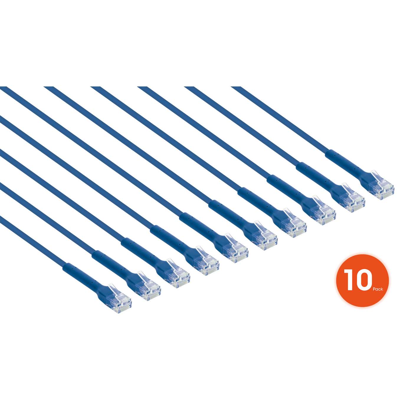 Cat6 U/UTP FlexiBoot Slim Network Patch Cable, 7 ft., Blue, 10-Pack Image 2