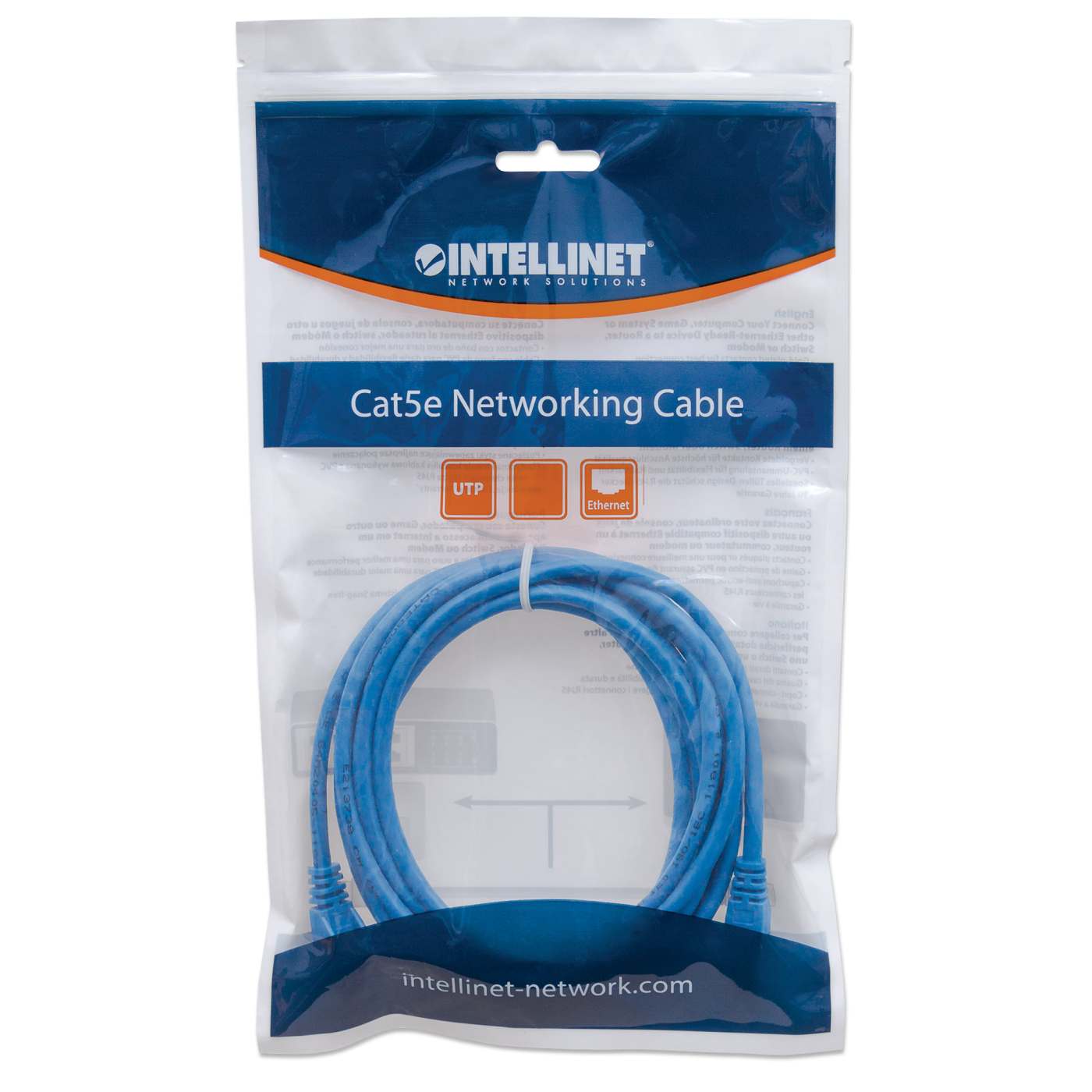 Cat6 U/UTP Network Patch Cable, 0.3 m (1 ft.), Blue Packaging Image 2