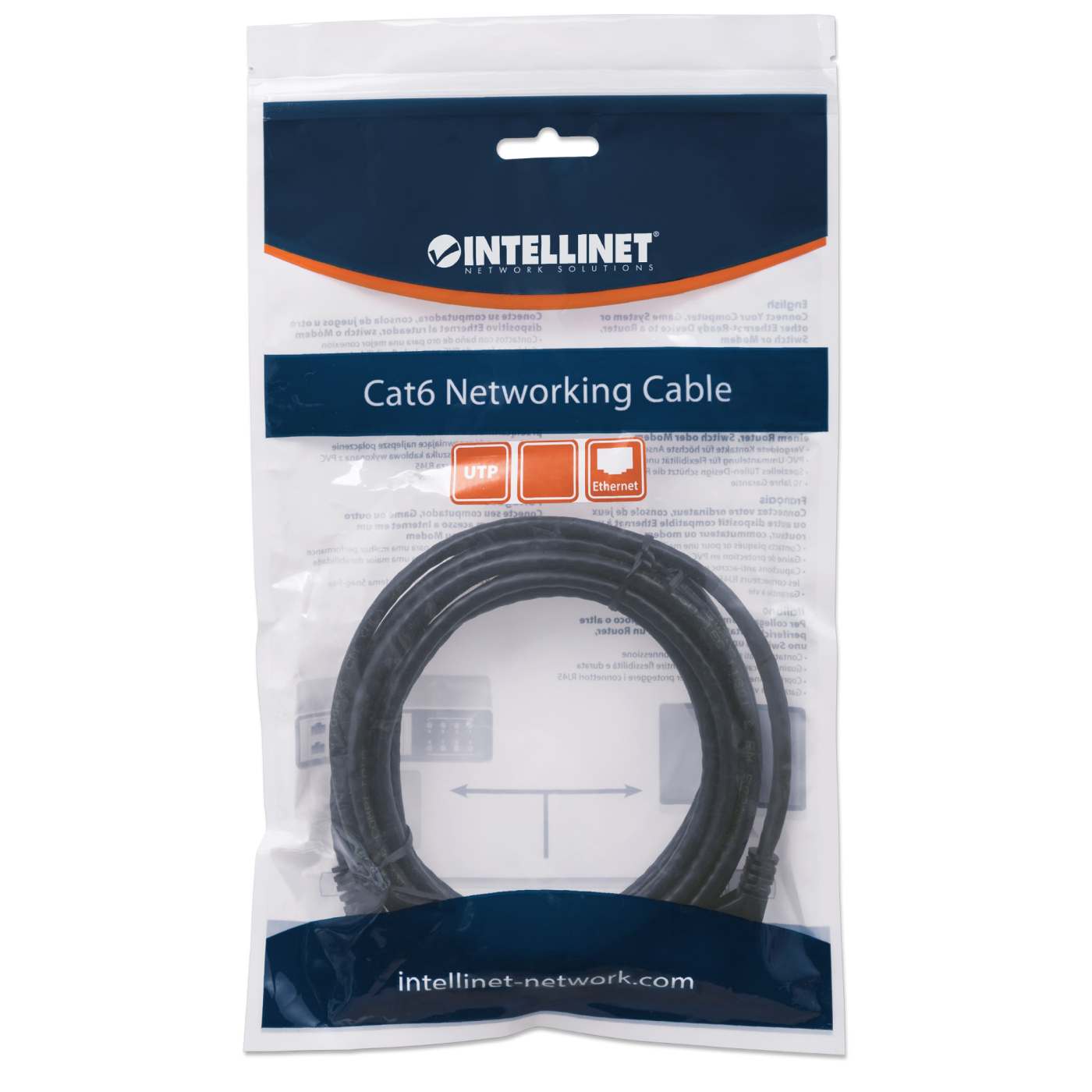 Cat6 U/UTP Network Patch Cable, 10 m (35 ft.), Black Packaging Image 2
