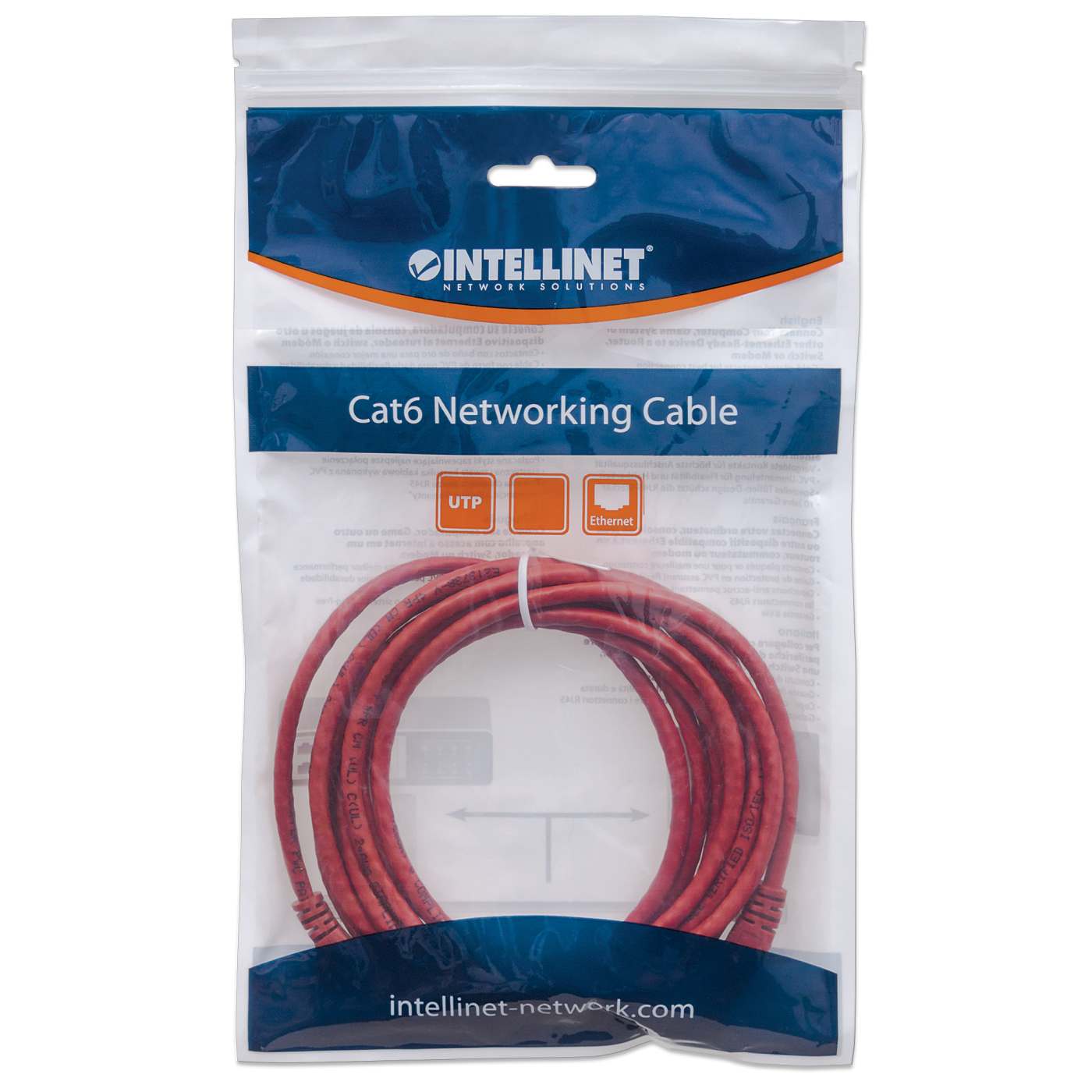 Cat6 U/UTP Network Patch Cable, 10 m (35 ft.), Red Packaging Image 2