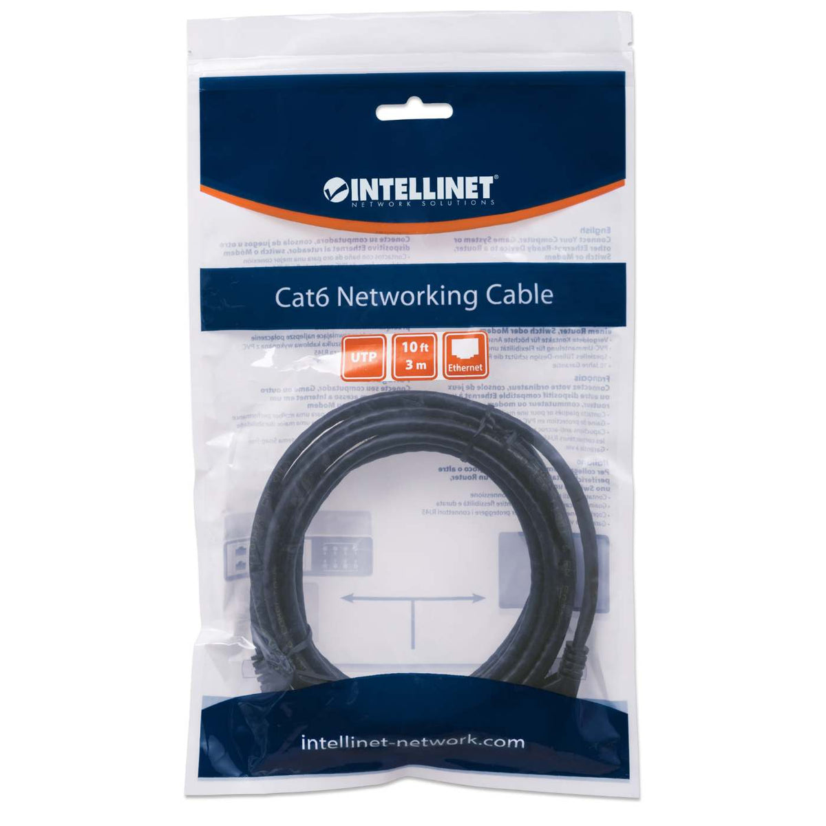 Cat6 U/UTP Network Patch Cable, 3 m (10 ft.), Black Packaging Image 2
