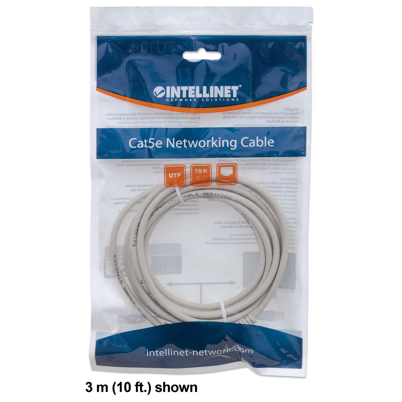 Cat6 U/UTP Network Patch Cable, 3 m (10 ft.), Gray Packaging Image 2