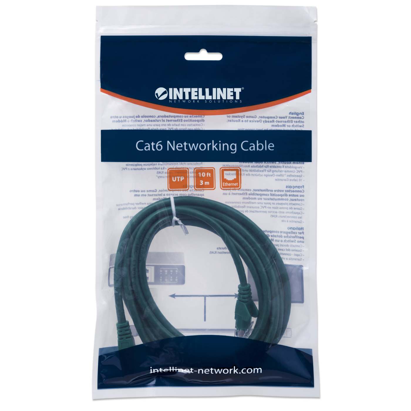 Cat6 U/UTP Network Patch Cable, 3 m (10 ft.), Green Packaging Image 2