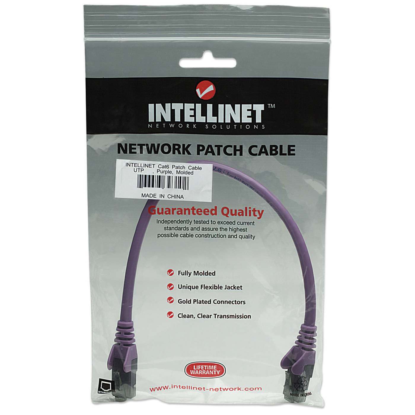 Cat6 U/UTP Network Patch Cable, 3 m (10 ft.), Purple Packaging Image 2