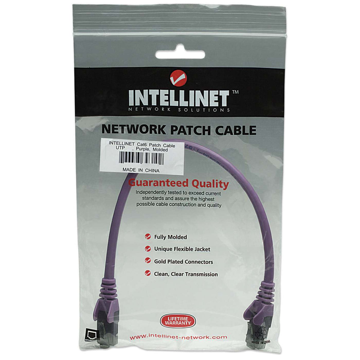 Cat6 U/UTP Network Patch Cable, 3 m (10 ft.), Purple Packaging Image 2