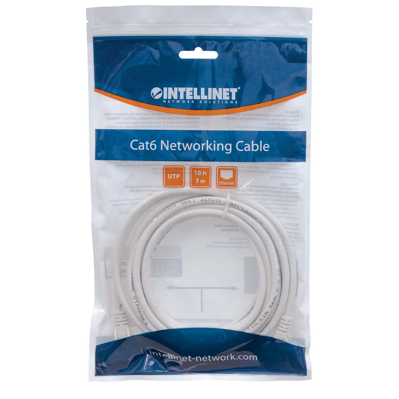Cat6 U/UTP Network Patch Cable, 3 m (10 ft.), White Packaging Image 2