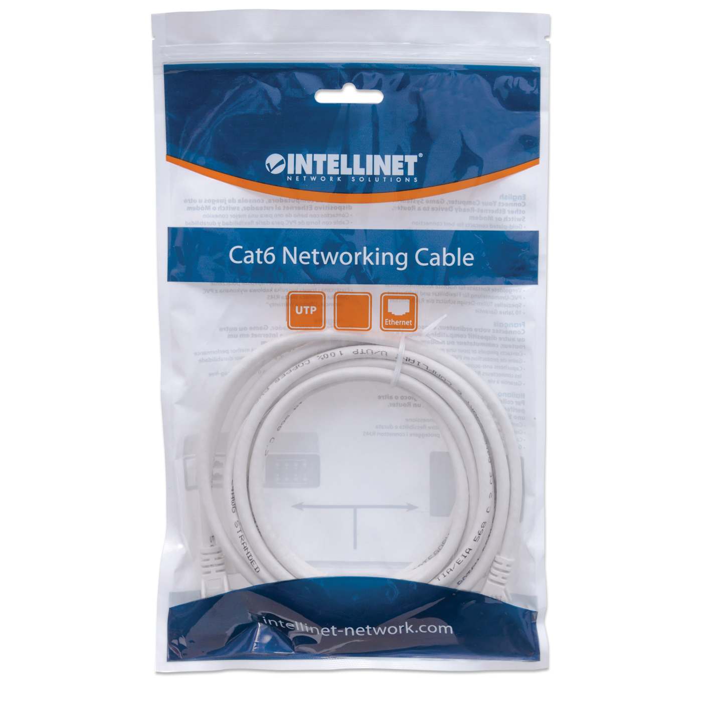 Cat6 U/UTP Network Patch Cable, 5 m (14 ft.), White Packaging Image 2