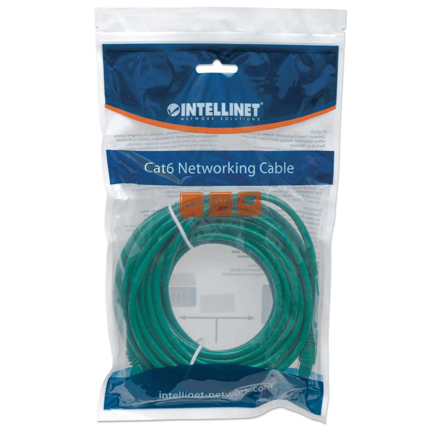 Cat6 U/UTP Network Patch Cable, 7.5 m (25 ft.), Green Packaging Image 2