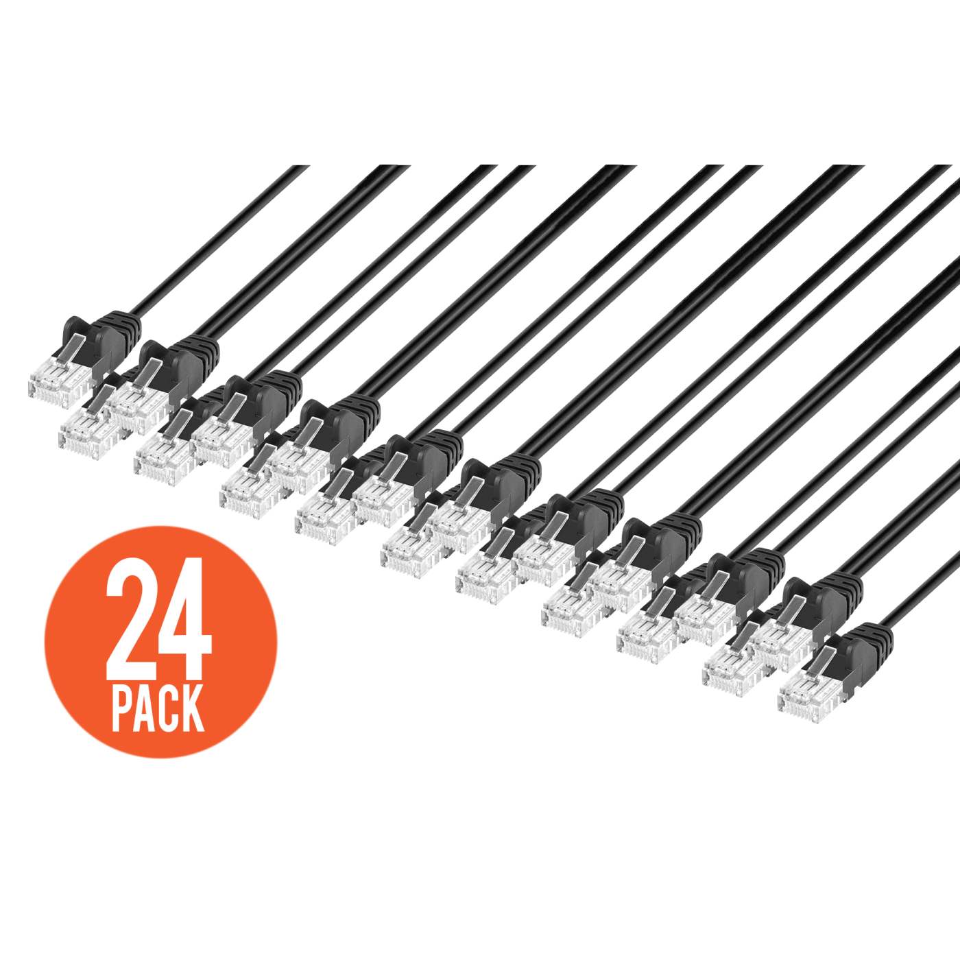 Cat6 U/UTP Slim Network Patch Cable, 0.5 ft., Black, 24-Pack Image 1