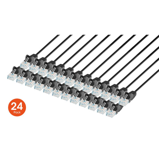 Cat6 U/UTP Slim Network Patch Cable, 0.5 ft., Black, 24-Pack Image 1
