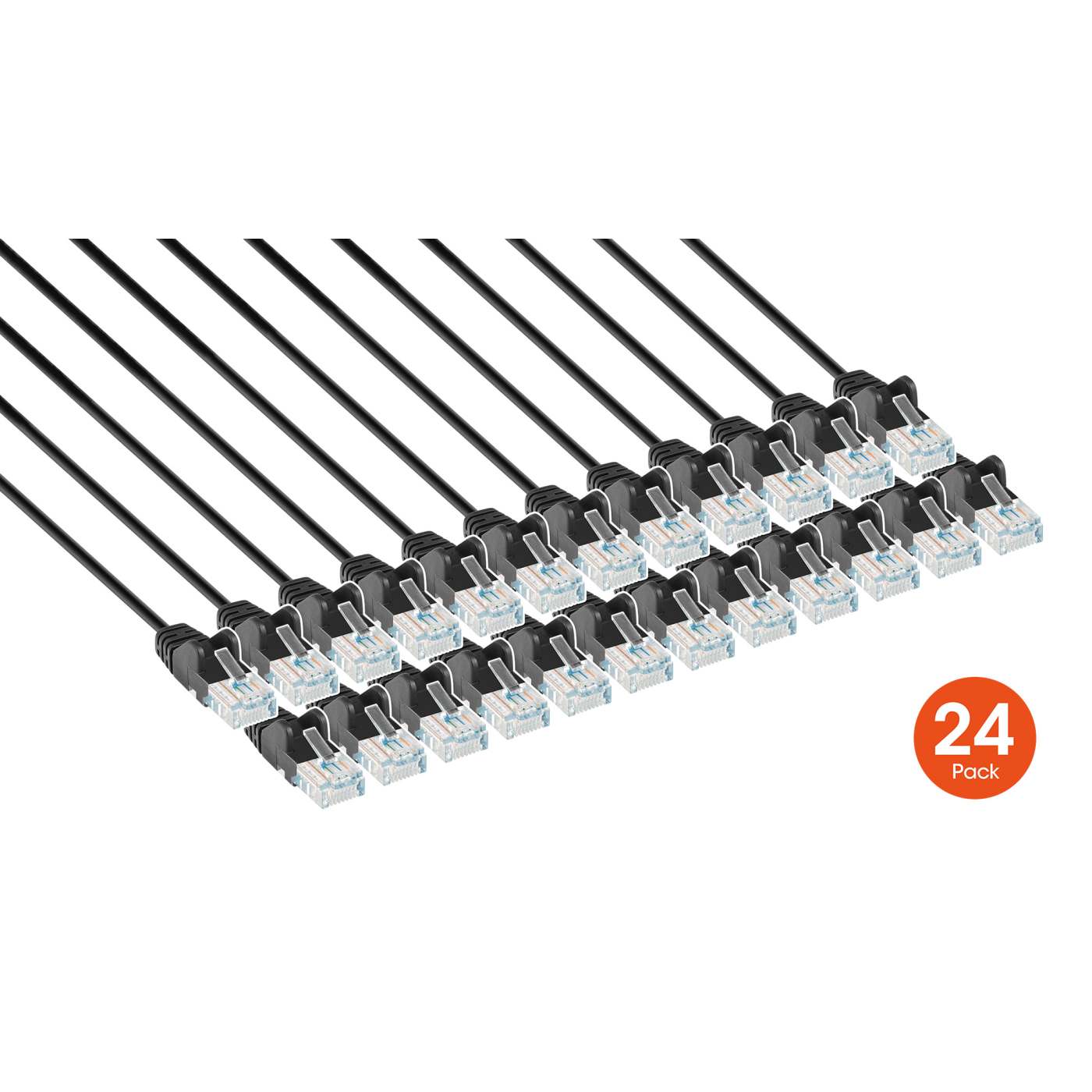 Cat6 U/UTP Slim Network Patch Cable, 0.5 ft., Black, 24-Pack Image 2