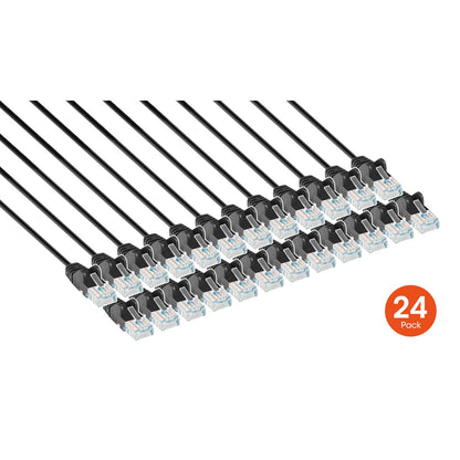 Cat6 U/UTP Slim Network Patch Cable, 0.5 ft., Black, 24-Pack Image 2