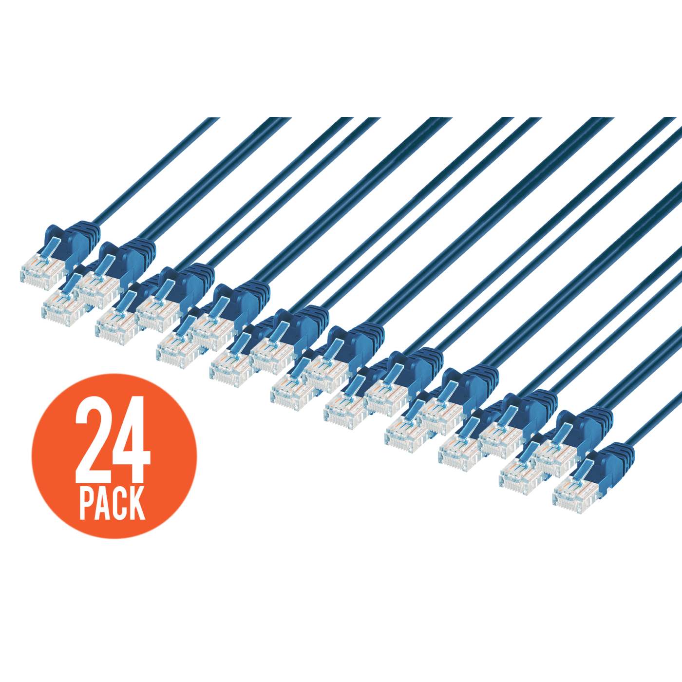 Cat6 U/UTP Slim Network Patch Cable, 0.5 ft., Blue, 24-Pack Image 1