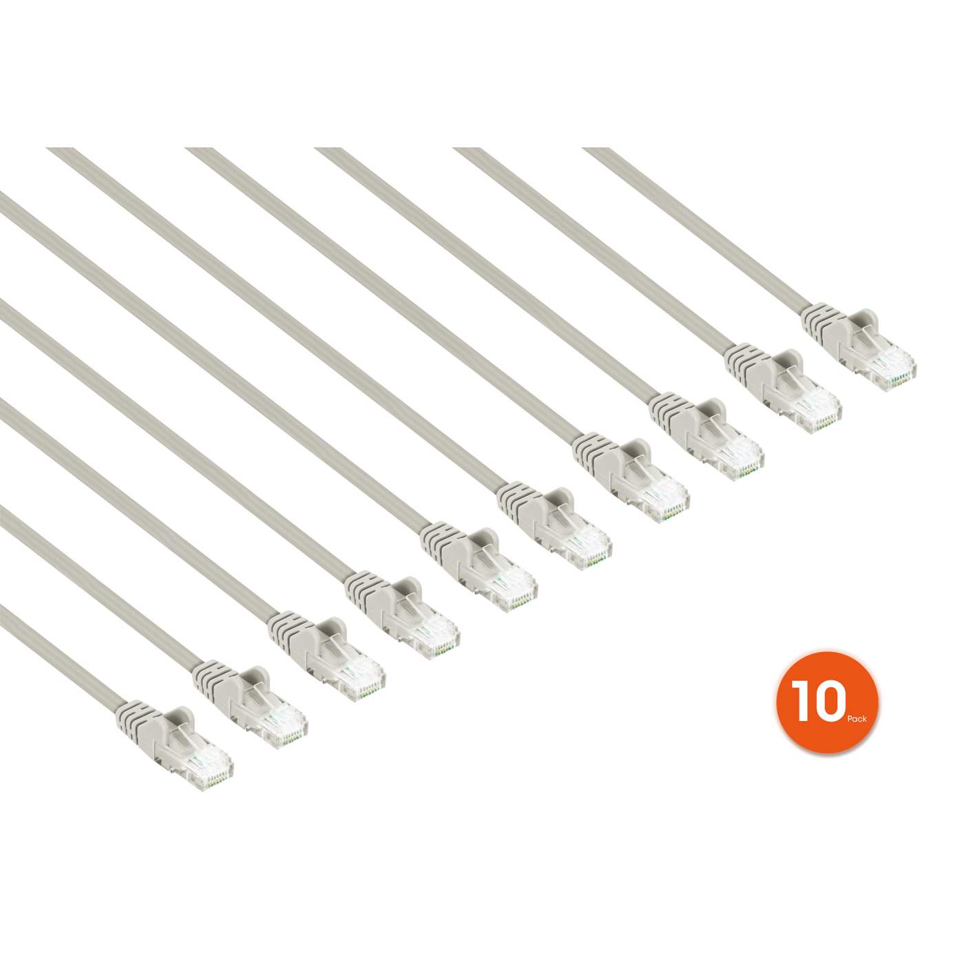 Cat6 U/UTP Slim Network Patch Cable, 0.5 ft., Gray, 10-Pack Image 2