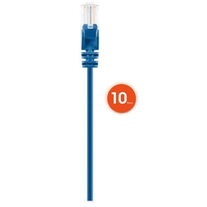 Cat6 U/UTP Slim Network Patch Cable, 1 ft., Blue, 10-Pack Image 4