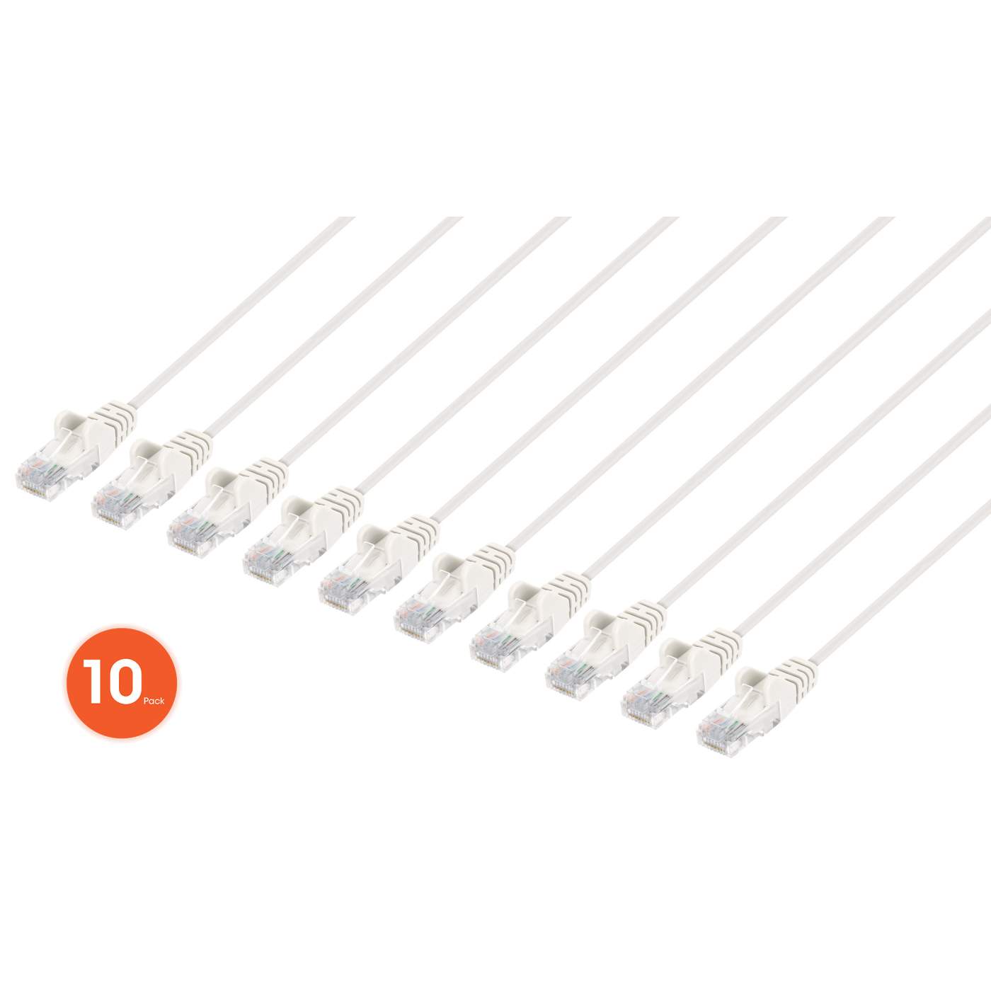 Cat6 U/UTP Slim Network Patch Cable, 1 ft., White, 10-Pack Image 1