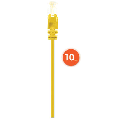 Cat6 U/UTP Slim Network Patch Cable, 1 ft., Yellow, 10-Pack Image 4