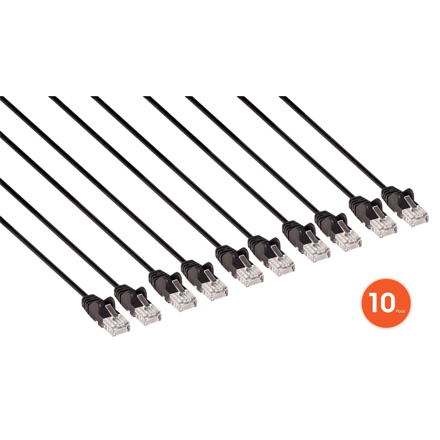 Cat6 U/UTP Slim Network Patch Cable, 14 ft., Black, 10-Pack Image 3