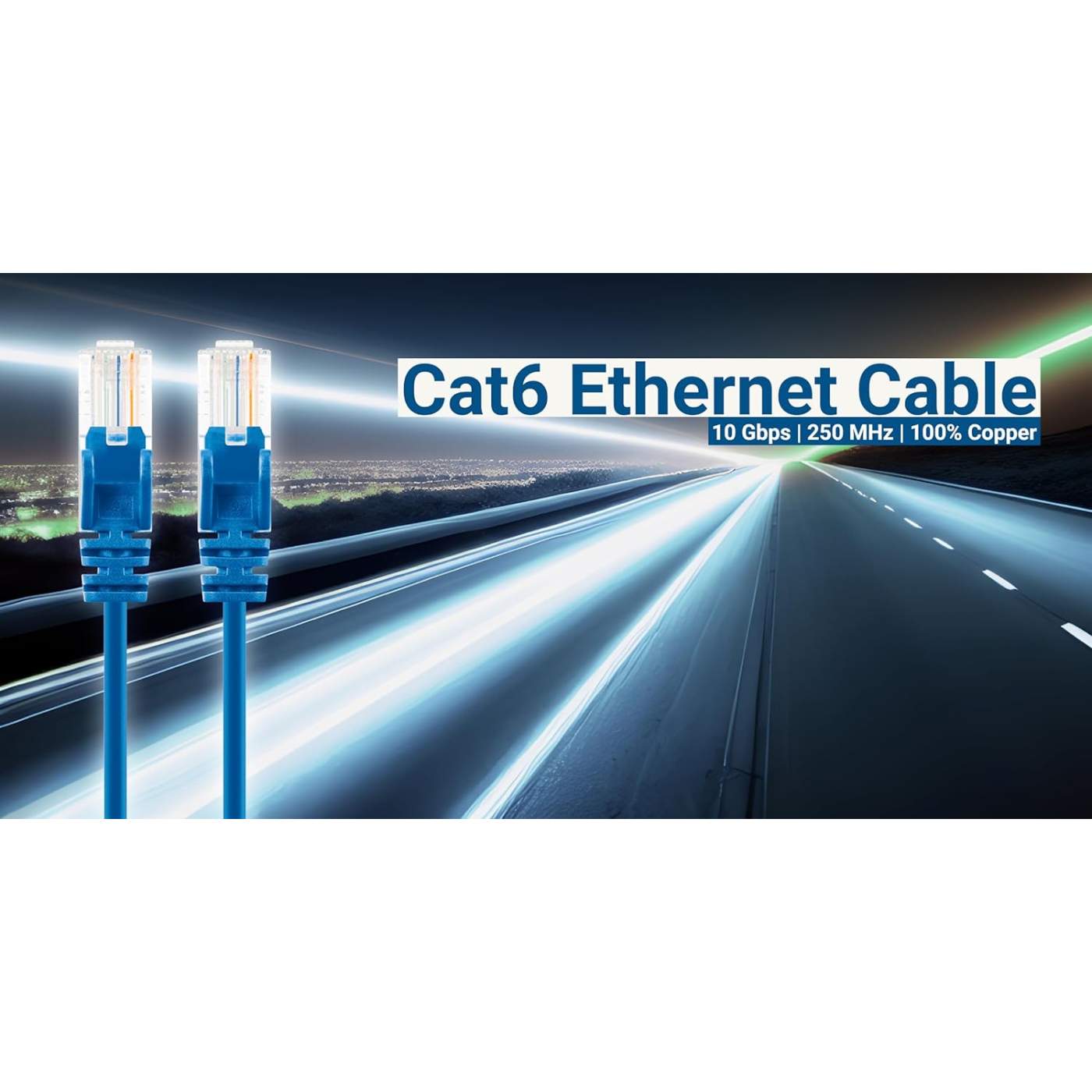 Cat6 U/UTP Slim Network Patch Cable, 14 ft., Blue, 10-Pack Image 3