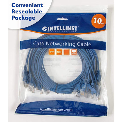 Cat6 U/UTP Slim Network Patch Cable, 14 ft., Blue, 10-Pack Packaging Image 2