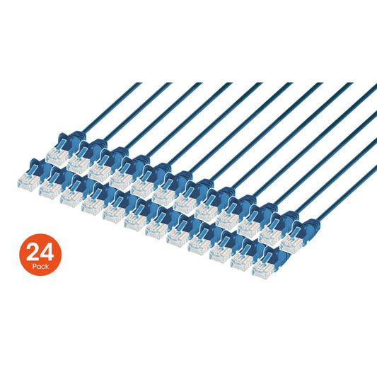 Cat6 U/UTP Slim Network Patch Cable, 1.5 ft., Blue, 24-Pack Image 1