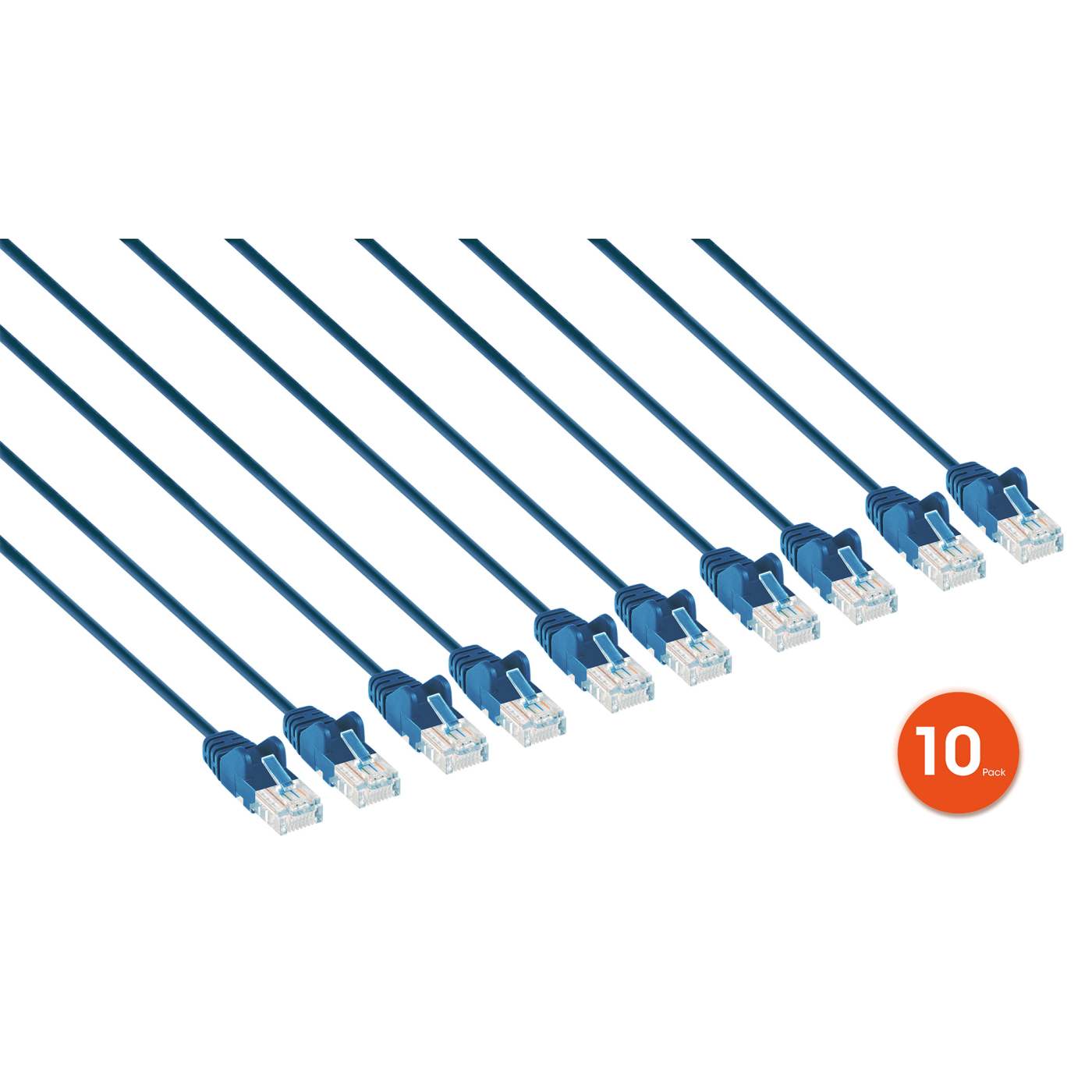 Cat6 U/UTP Slim Network Patch Cable, 1.5 ft., Blue, 24-Pack Image 2