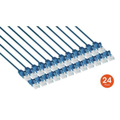 Cat6 U/UTP Slim Network Patch Cable, 1.5 ft., Blue, 24-Pack Image 2