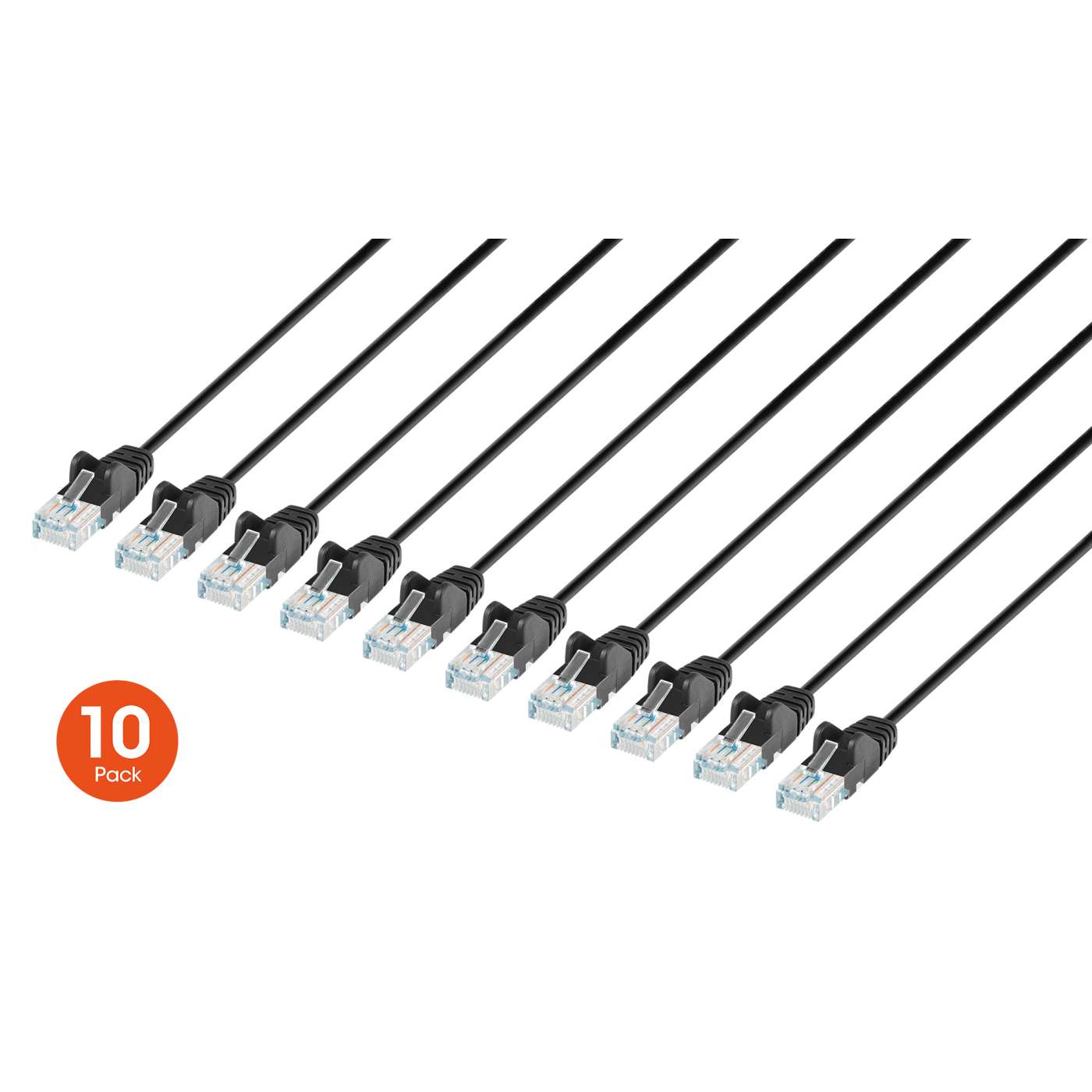 Cat6 U/UTP Slim Network Patch Cable, 20 ft., Black, 10-Pack Image 1