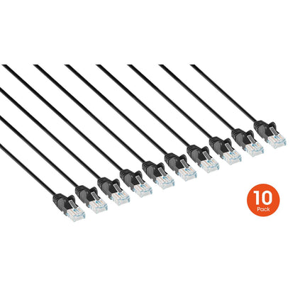Cat6 U/UTP Slim Network Patch Cable, 20 ft., Black, 10-Pack Image 3