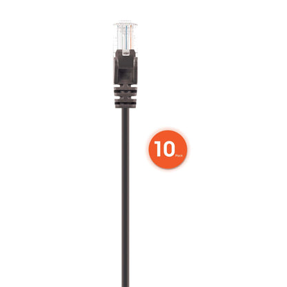 Cat6 U/UTP Slim Network Patch Cable, 3 ft., Black, 10-Pack Image 5