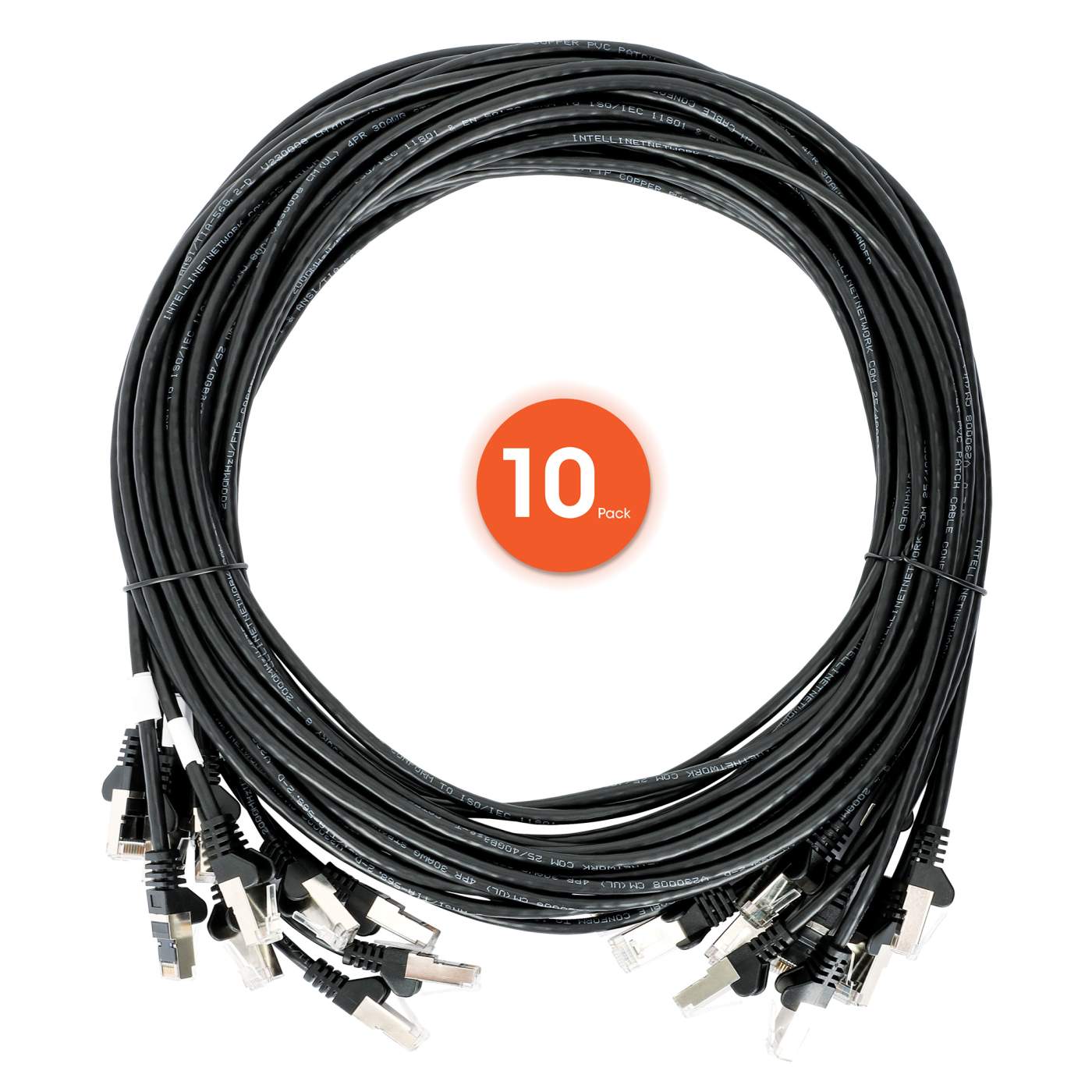 Cat6 U/UTP Slim Network Patch Cable, 3 ft., Black, 10-Pack Image 8