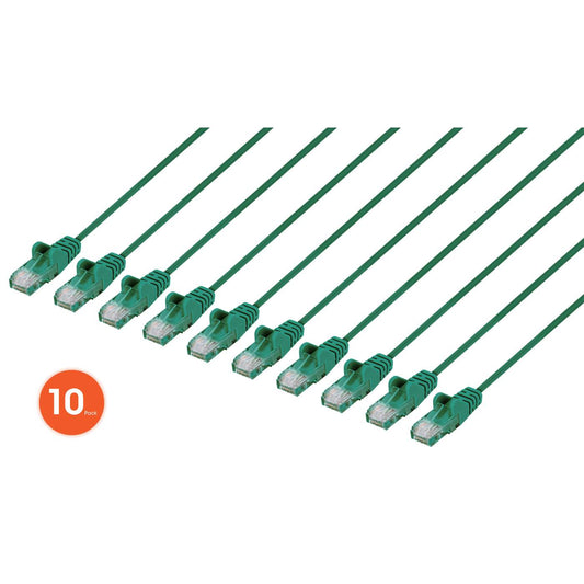 Cat6 U/UTP Slim Network Patch Cable, 5 ft., Green, 10-Pack Image 1