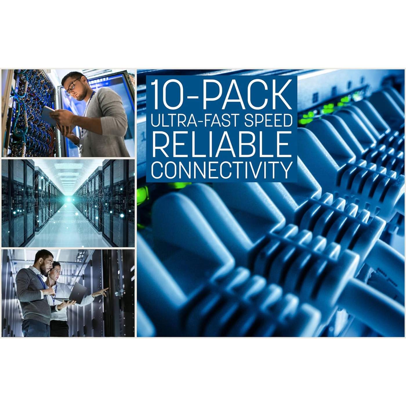 Cat6 U/UTP Slim Network Patch Cable, 7 ft., Blue, 10-Pack Image 4