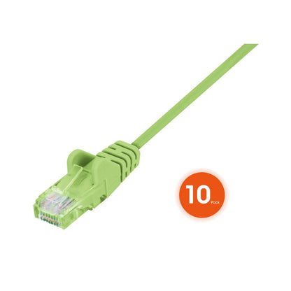 Cat6 U/UTP Slim Network Patch Cable, 7 ft., Bright Green, 10-Pack Image 3