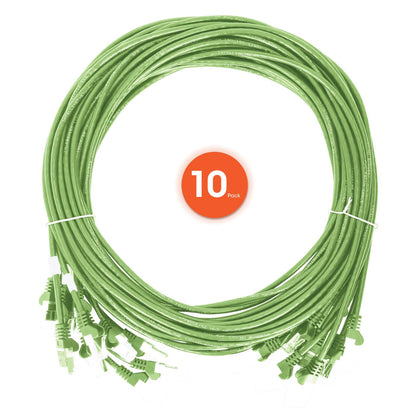 Cat6 U/UTP Slim Network Patch Cable, 7 ft., Bright Green, 10-Pack Image 7