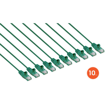 Cat6 U/UTP Slim Network Patch Cable, 7 ft., Green, 10-Pack Image 2
