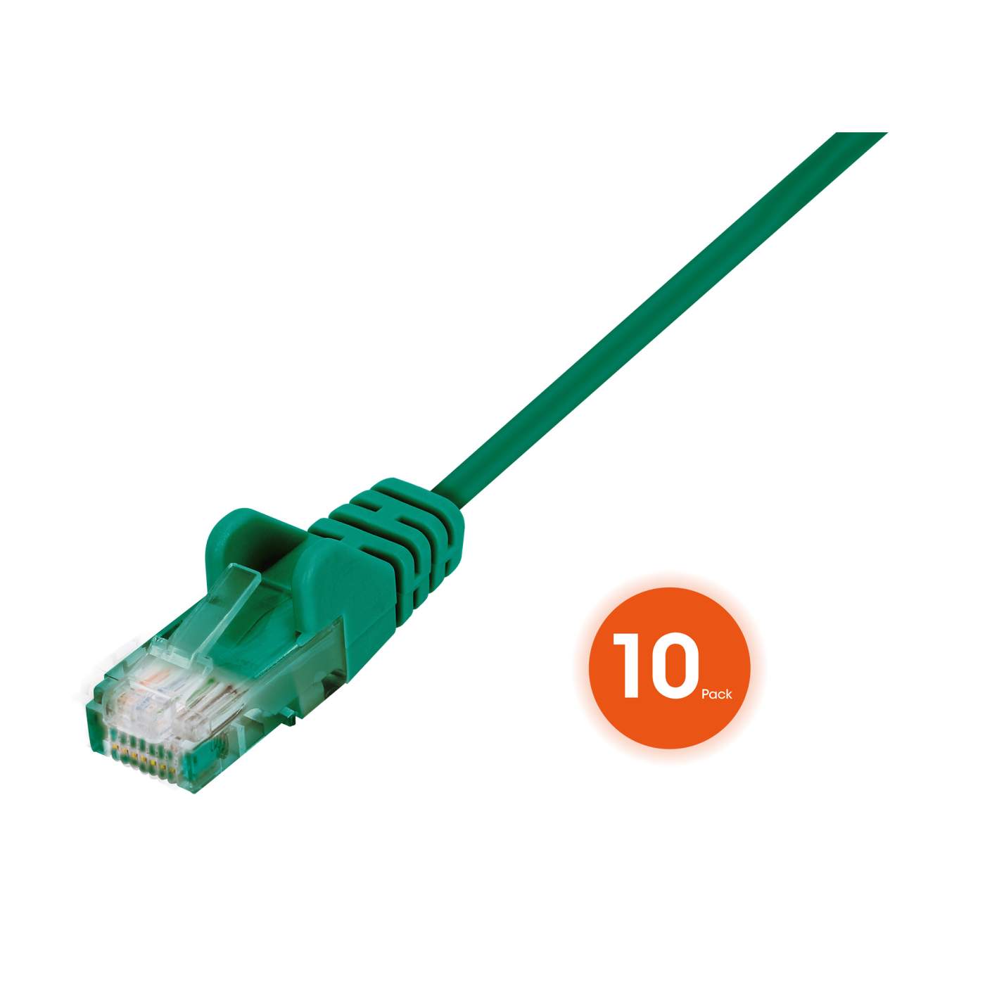 Cat6 U/UTP Slim Network Patch Cable, 7 ft., Green, 10-Pack Image 3