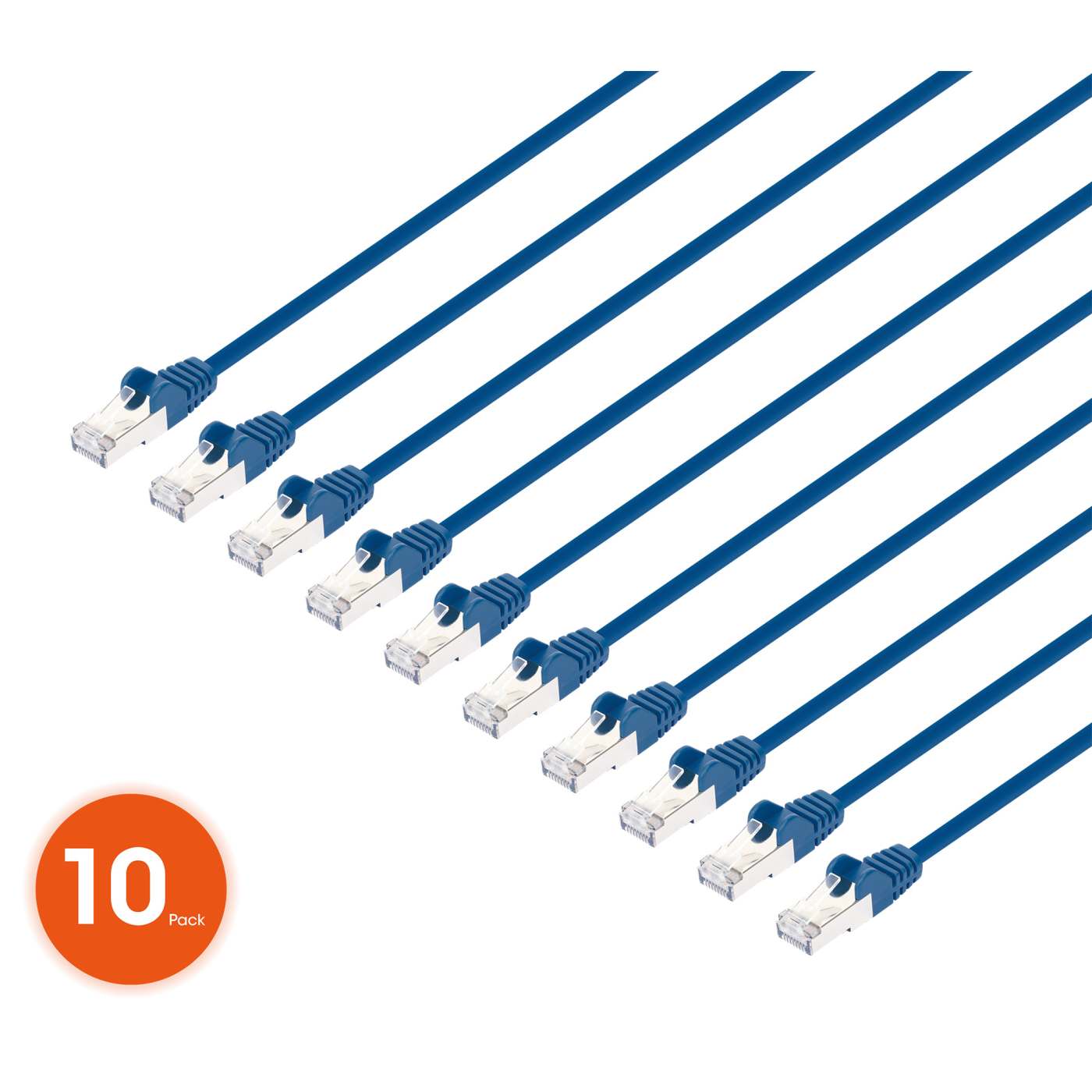 Cat8.1 U/FTP Slim Network Patch Cable, 0.5 ft., Blue, 10-Pack Image 1