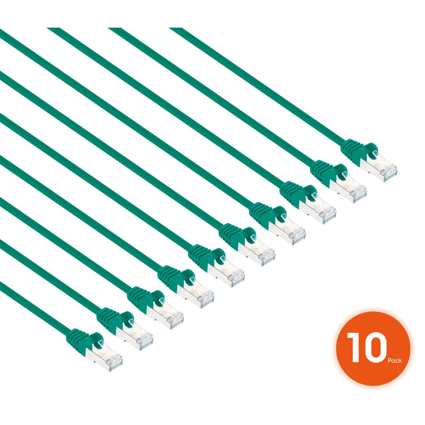 Cat8.1 U/FTP Slim Network Patch Cable, 14 ft., Green, 10-Pack Image 2