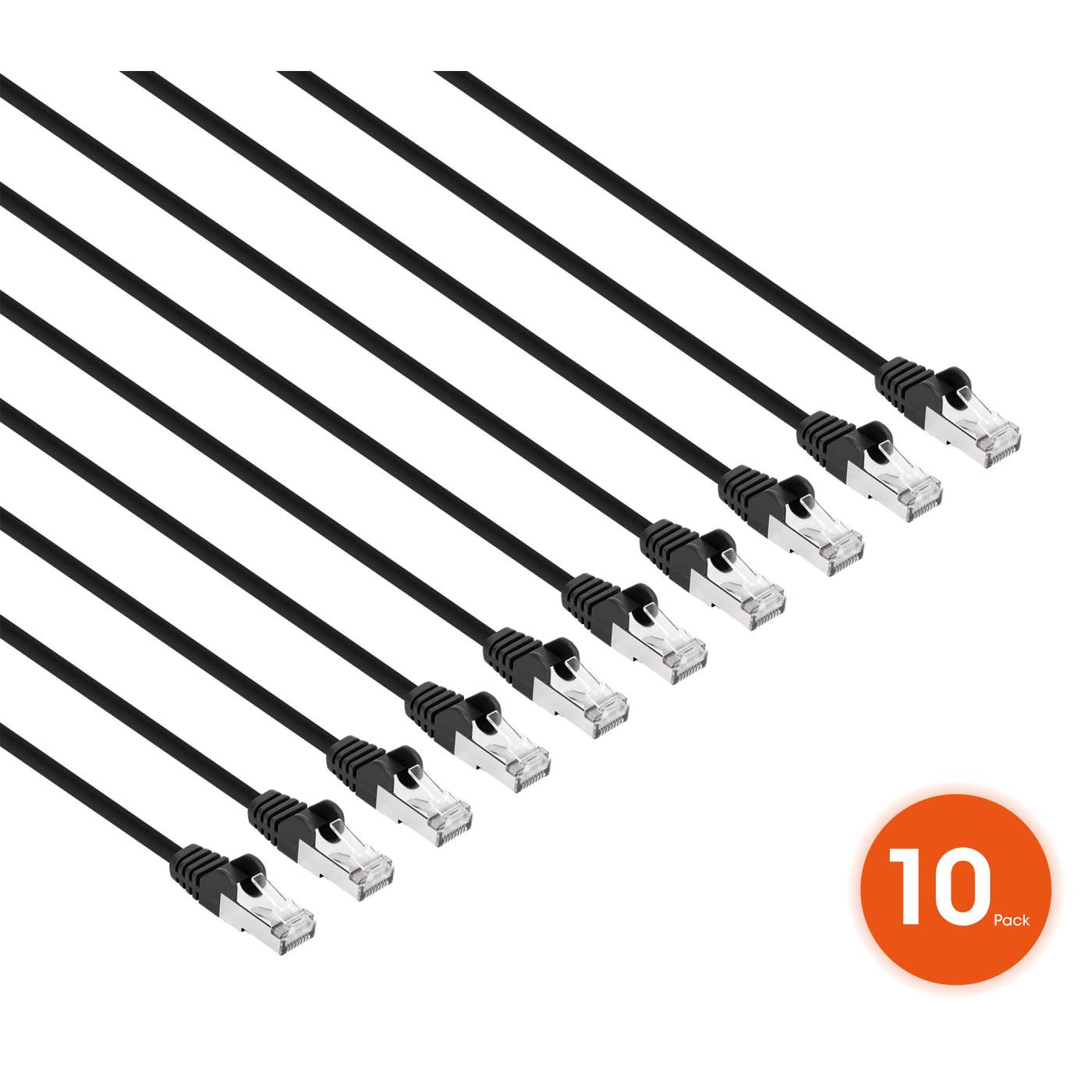 Cat8.1 U/FTP Slim Network Patch Cable, 3 ft., Black, 10-Pack Image 2