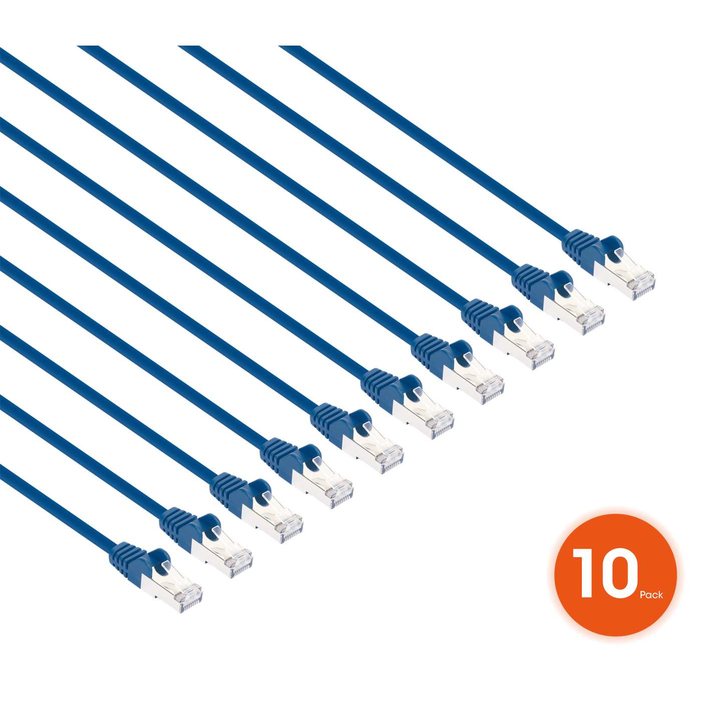 Cat8.1 U/FTP Slim Network Patch Cable, 3 ft., Blue, 10-Pack Image 2