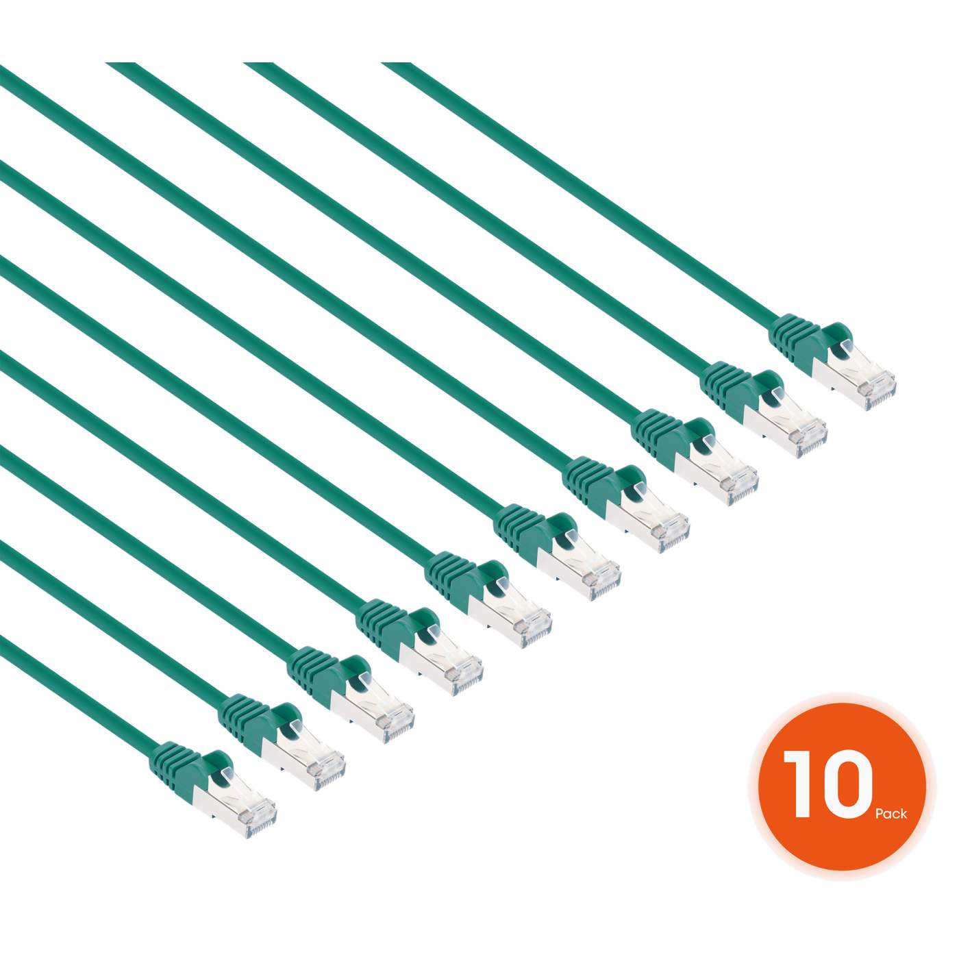 Cat8.1 U/FTP Slim Network Patch Cable, 3 ft., Green, 10-Pack Image 2