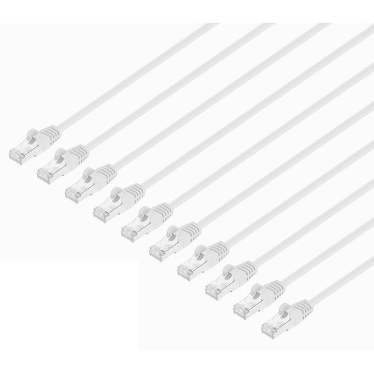 Cat8.1 U/FTP Slim Network Patch Cable, 3 ft., White, 10-Pack Image 1