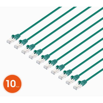 Cat8.1 U/FTP Slim Network Patch Cable, 5 ft., Green, 10-Pack Image 1