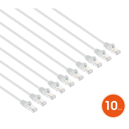 Cat8.1 U/FTP Slim Network Patch Cable, 5 ft., White, 10-Pack Image 3