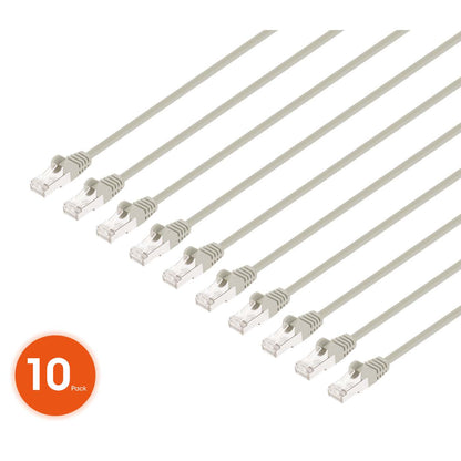 Cat8.1 U/FTP Slim Network Patch Cable, 7 ft., Gray, 10-Pack Image 1